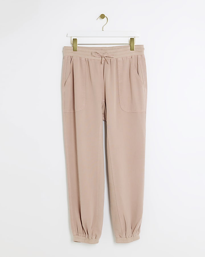 Pink lyocell cuffed joggers