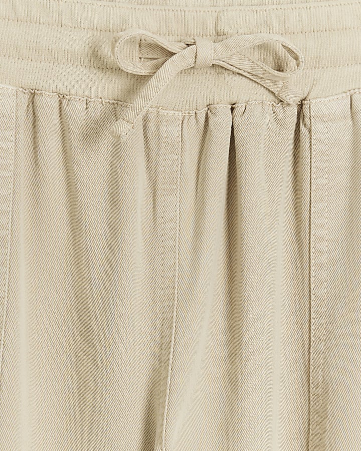 Beige lyocell elasticated joggers