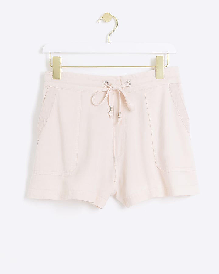Pink lyocell elasticated shorts