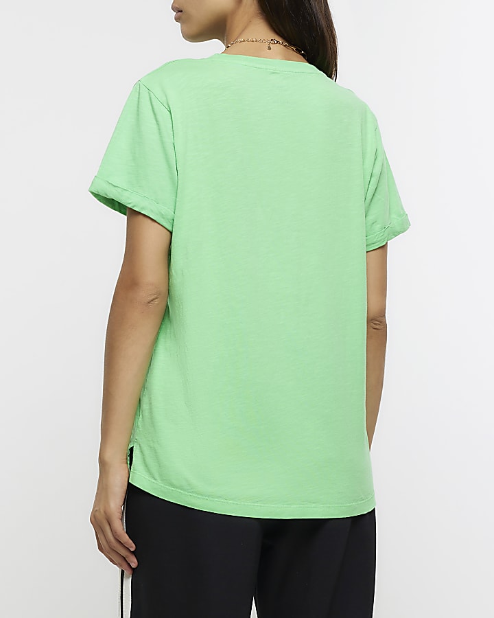 Green rolled sleeve t-shirt