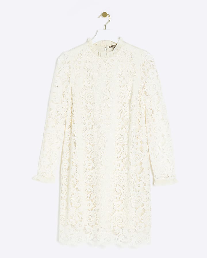 Cream lace shift mini dress