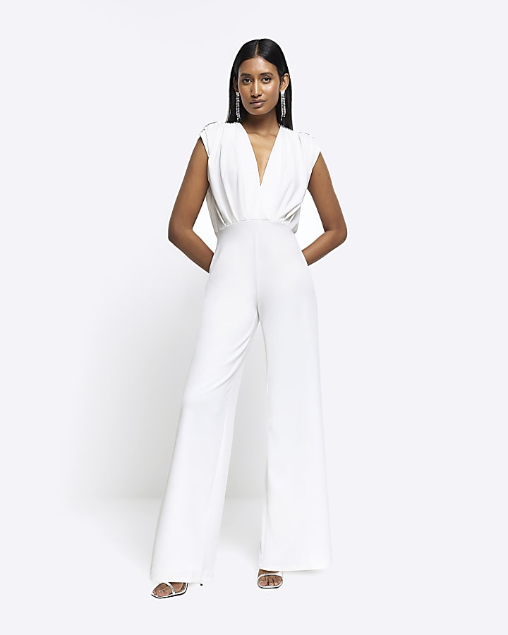 Embellished wide leg jumpsuit clearance