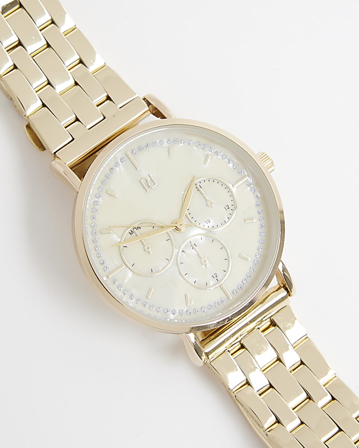 Gold Diamante Face Watch