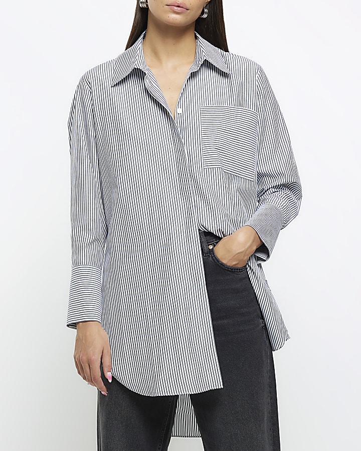 Black and white striped shirt river island sales