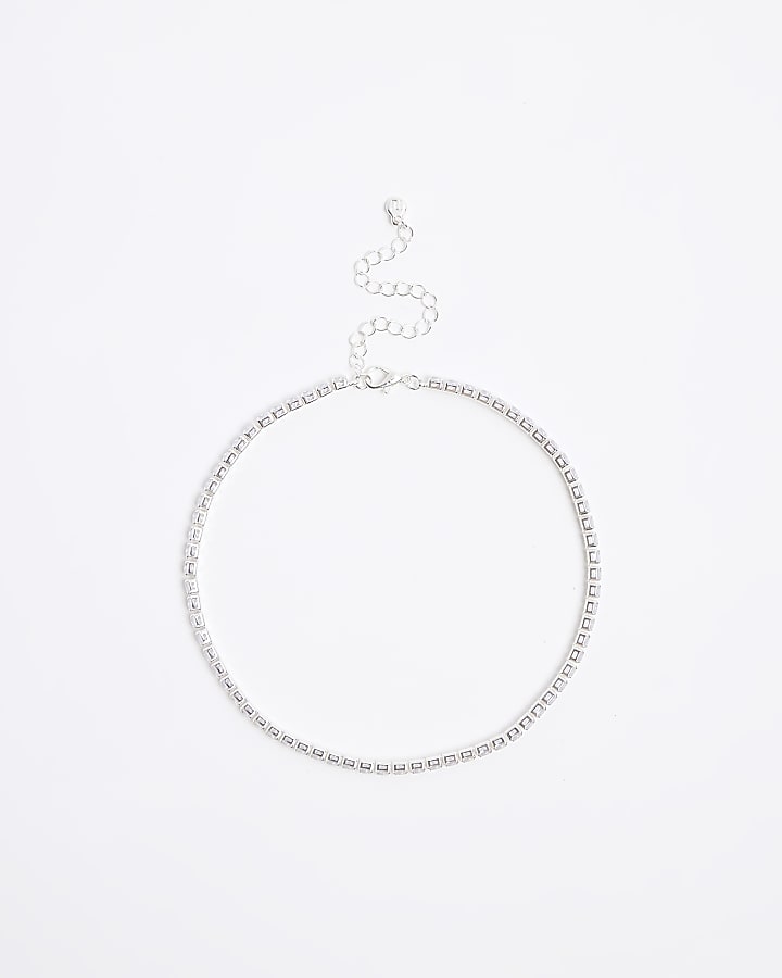 Silver Diamante Choker Necklace