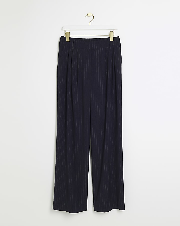 Navy stripe wide leg trousers