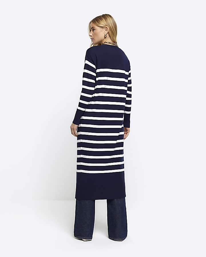 Navy stripe longline cardigan