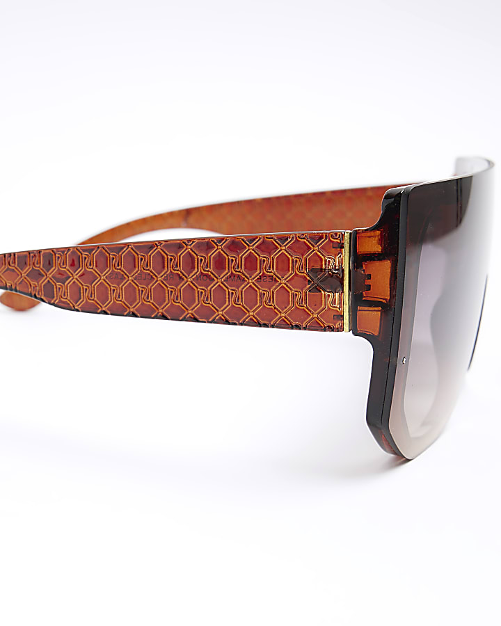 Brown oversized visor sunglasses