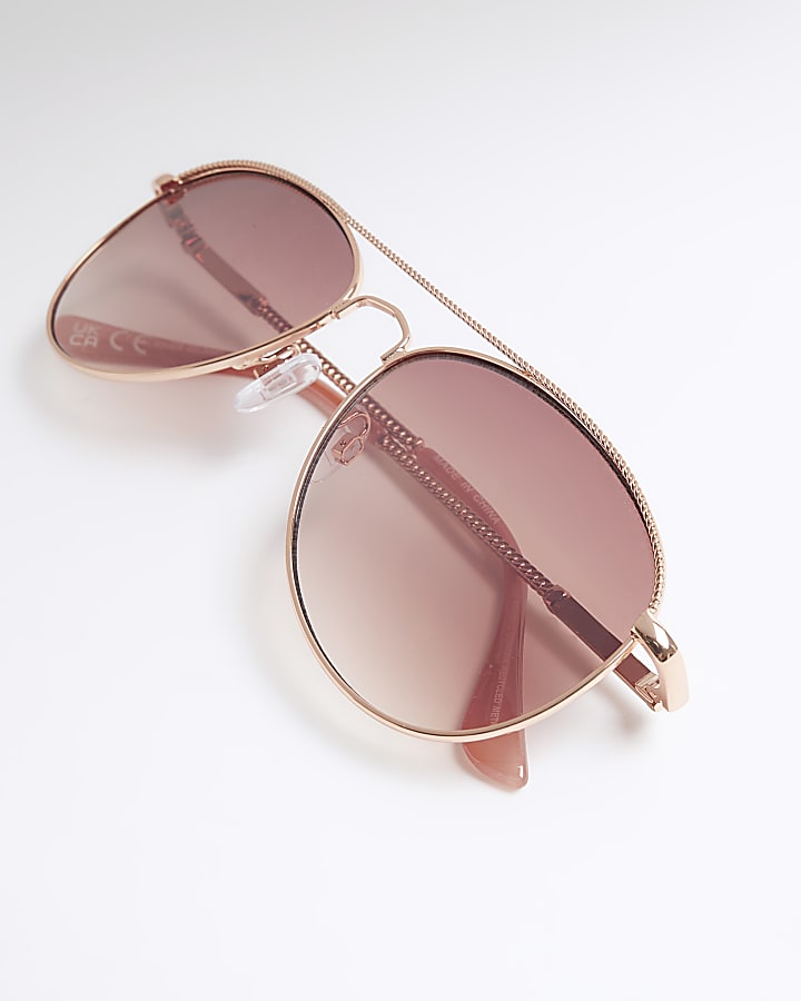 Rose Gold Aviator Sunglasses