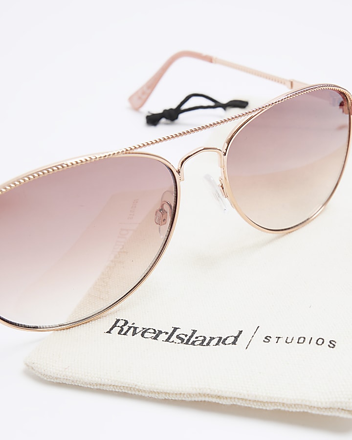 Rose Gold Aviator Sunglasses