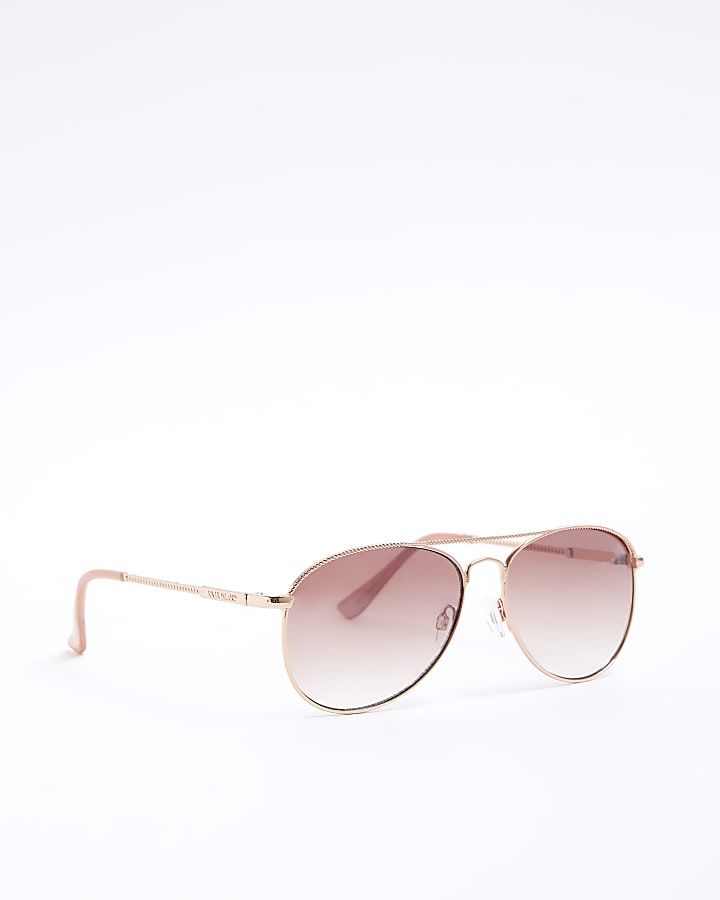 Rose Gold Aviator Sunglasses