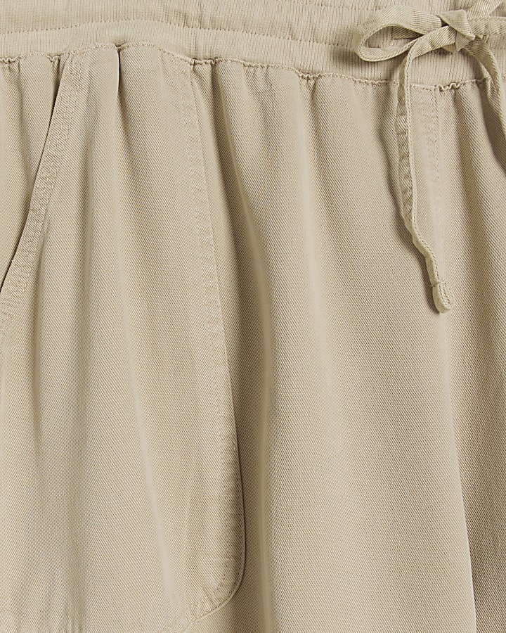 Plus Beige Lyocell cuffed Joggers