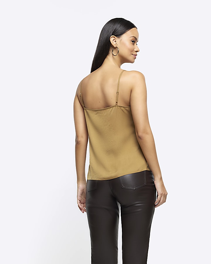 Khaki diamante cami top