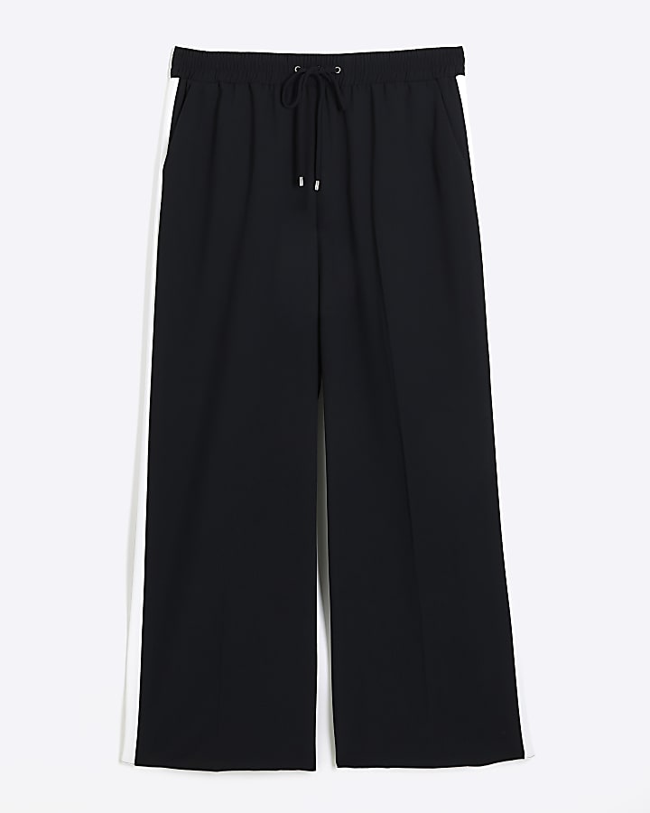 Plus black side stripe wide leg joggers