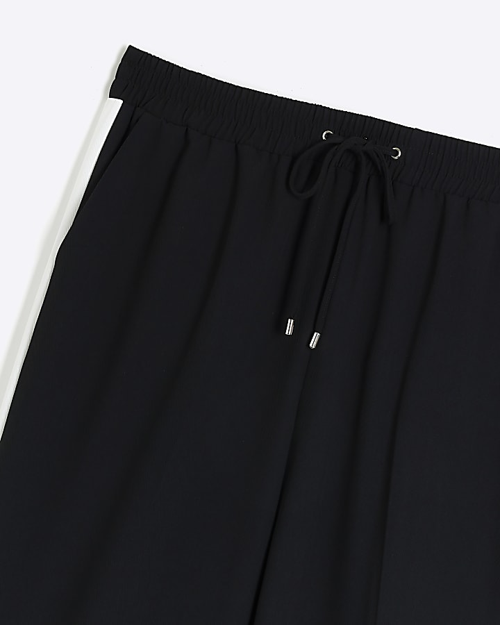 Plus black side stripe wide leg joggers