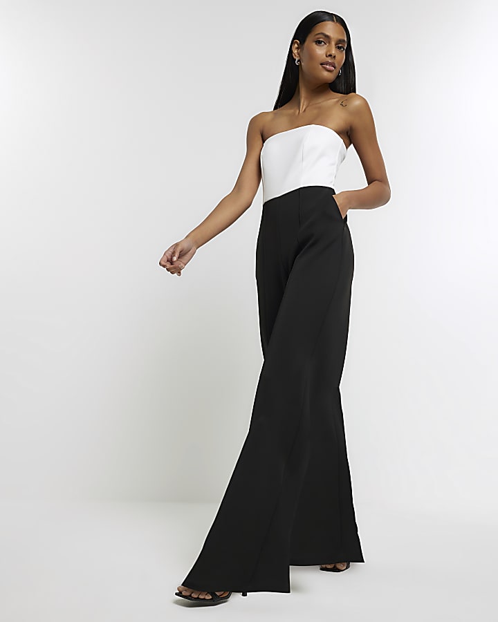 Black bandeau wide leg jumpsuit