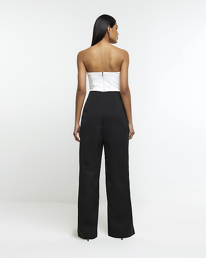 Black bandeau wide leg jumpsuit