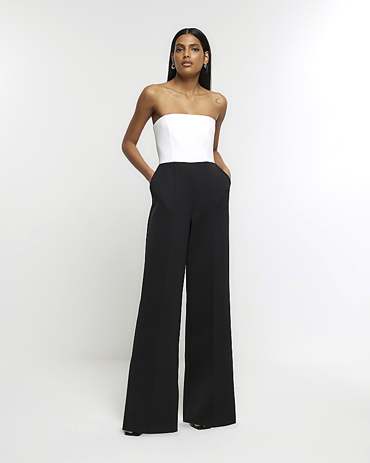 Black bandeau wide leg jumpsuit