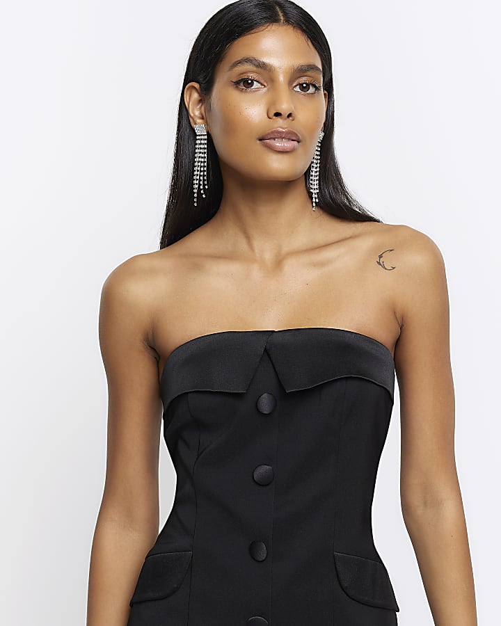 Black tux bandeau mini dress