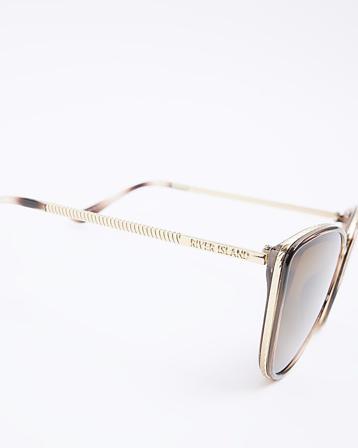 Brown metal cat eye sunglasses