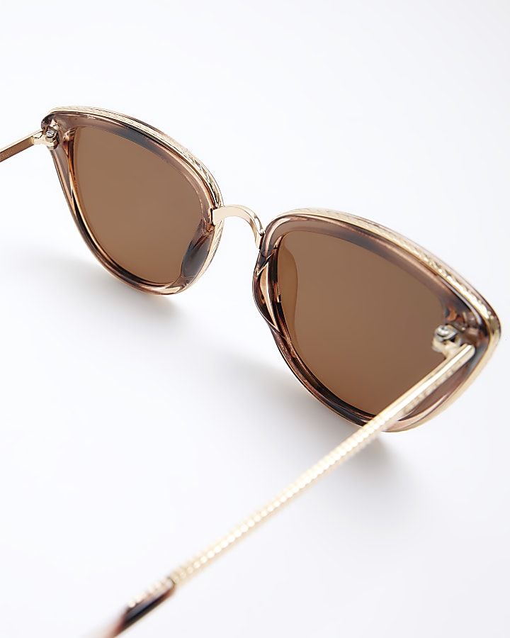 Brown metal cat eye sunglasses