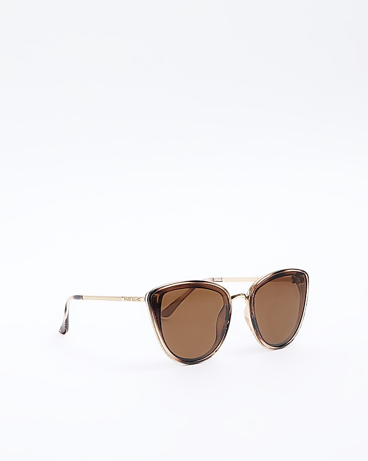 Brown metal cat eye sunglasses