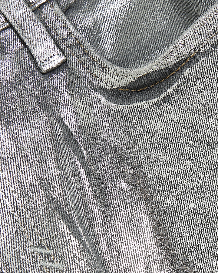 Silver slim straight coated jeans