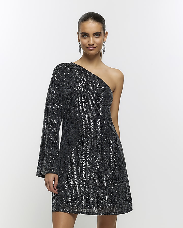 One shoulder shimmer dress sale