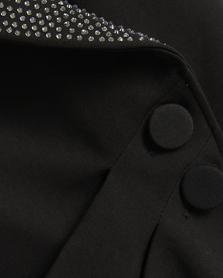 Black diamante collar wrap playsuit