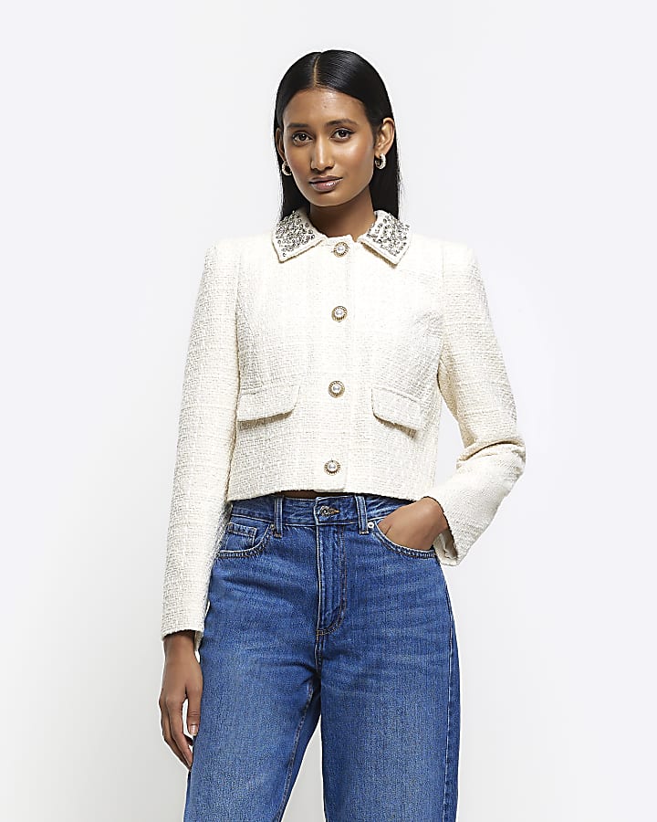 River island cream jacket online