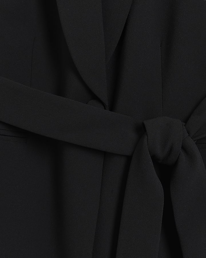 Black belted longline waistcoat