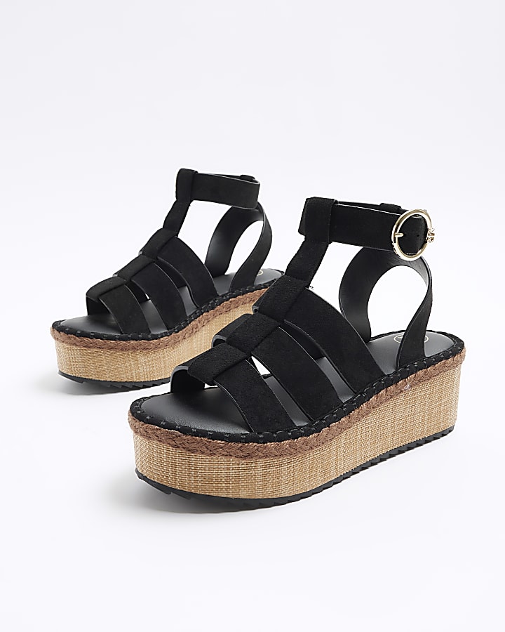 Black gladiator Flatform Sandals