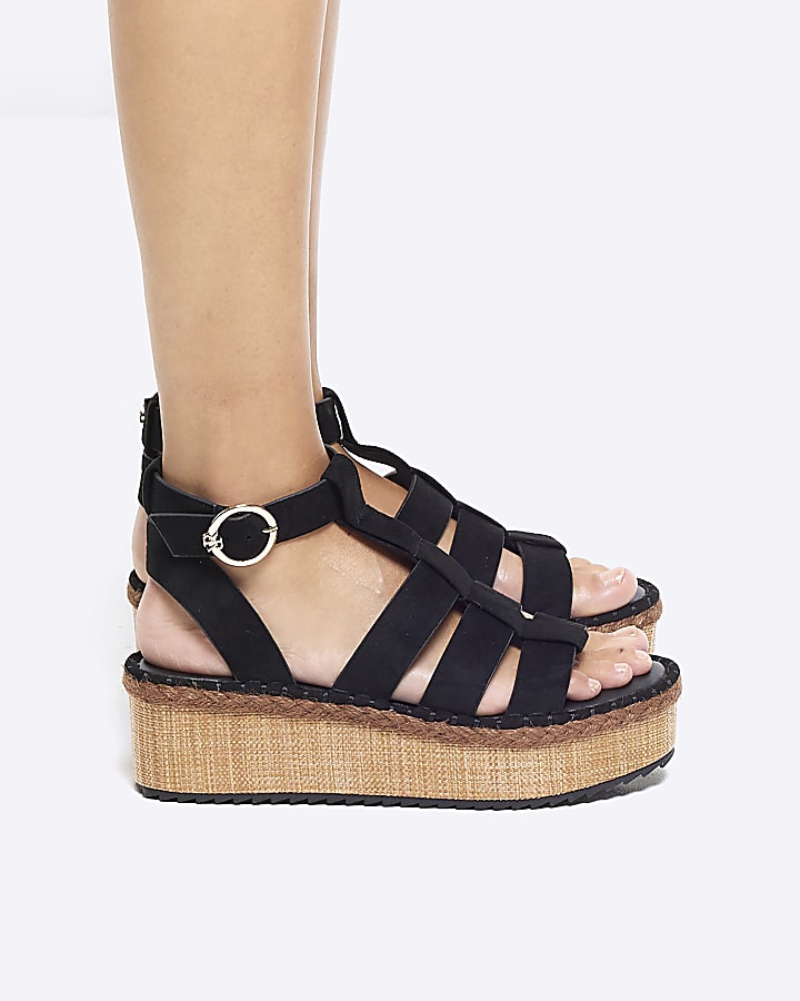 Black gladiator Flatform Sandals