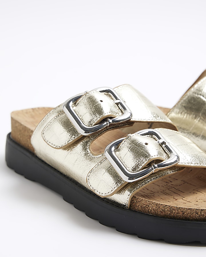 Gold Double Buckle Sandals