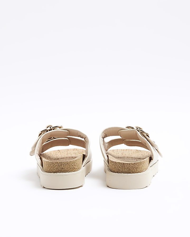 Cream Double Buckle Sandals