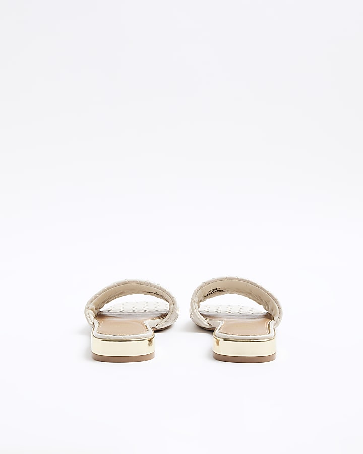 Cream woven flat sandals