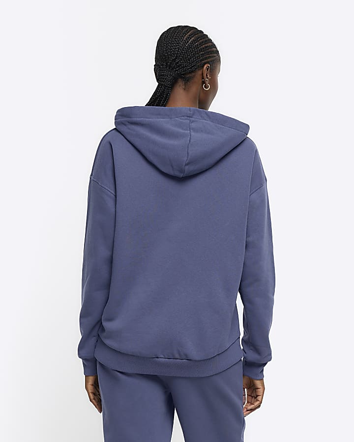 Blue plain hoodie