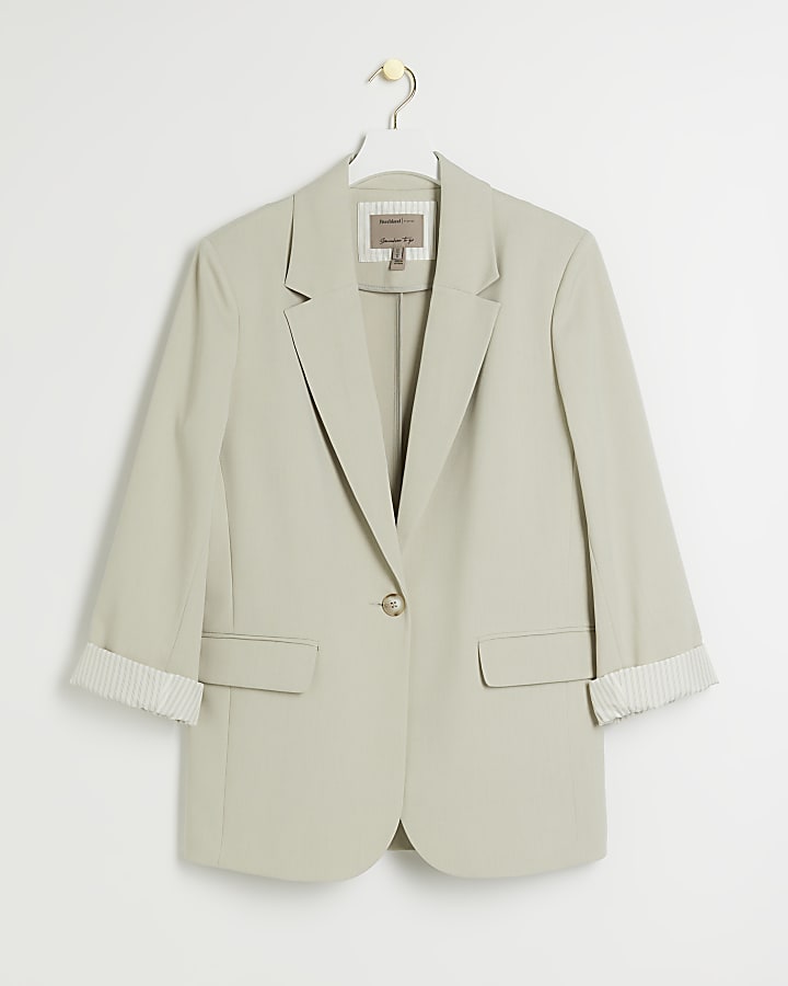 Light green rolled sleeve blazer