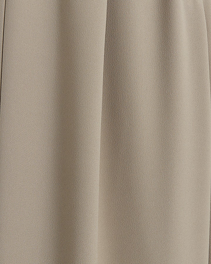 Beige elasticated wide leg trousers