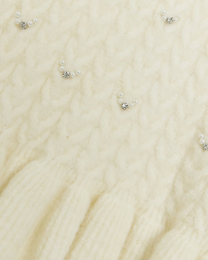 Cream cable knit jumper mini dress