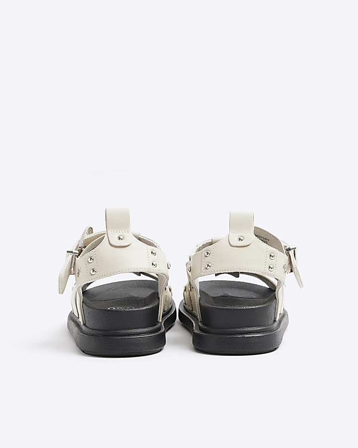 Ecru Studded Gladiator Sandals