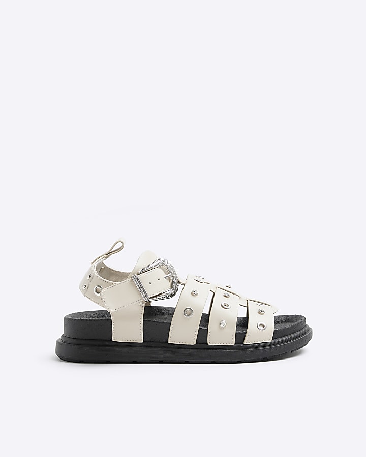 Ecru Studded Gladiator Sandals