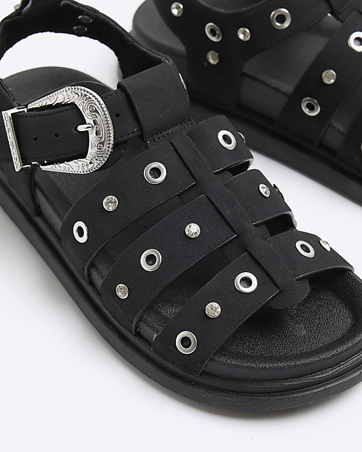 Black Studded Gladiator Sandals