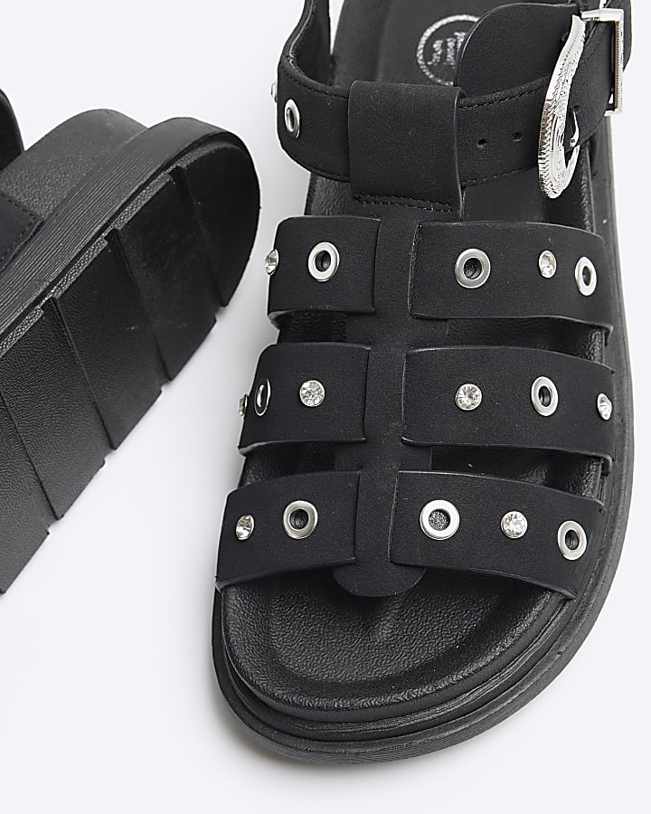 Black Studded Gladiator Sandals