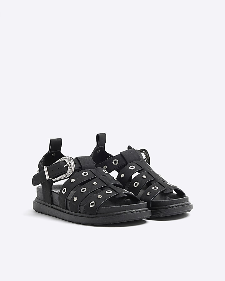Black Studded Gladiator Sandals