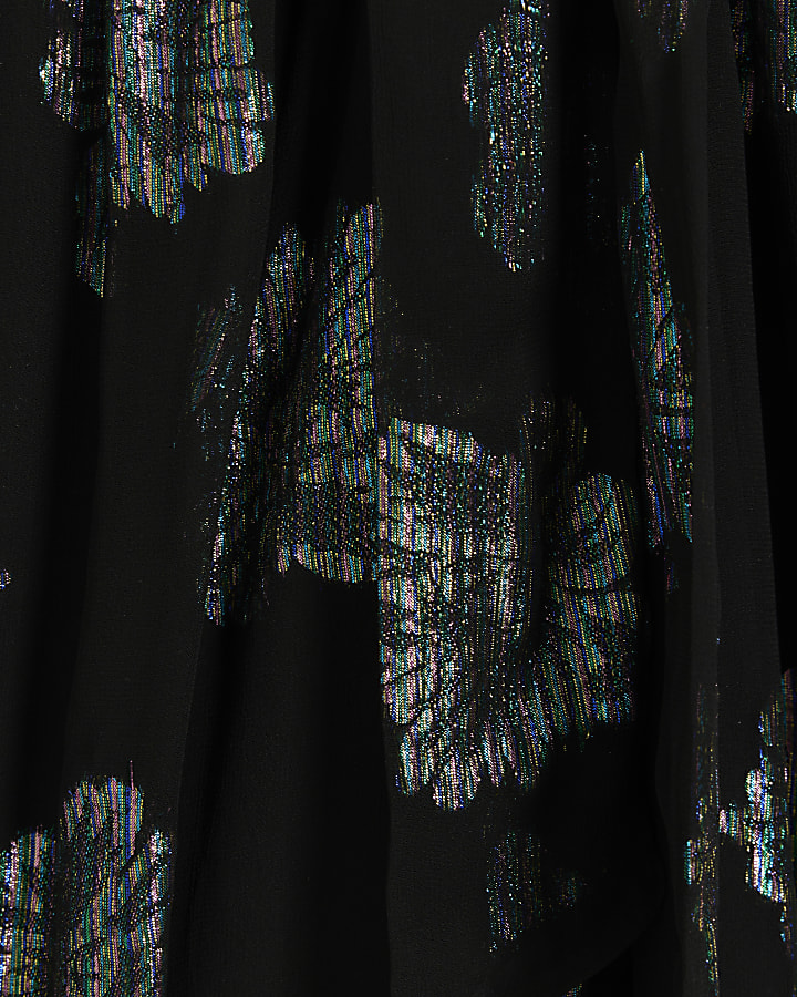 Black glitter floral belted jumpsuit