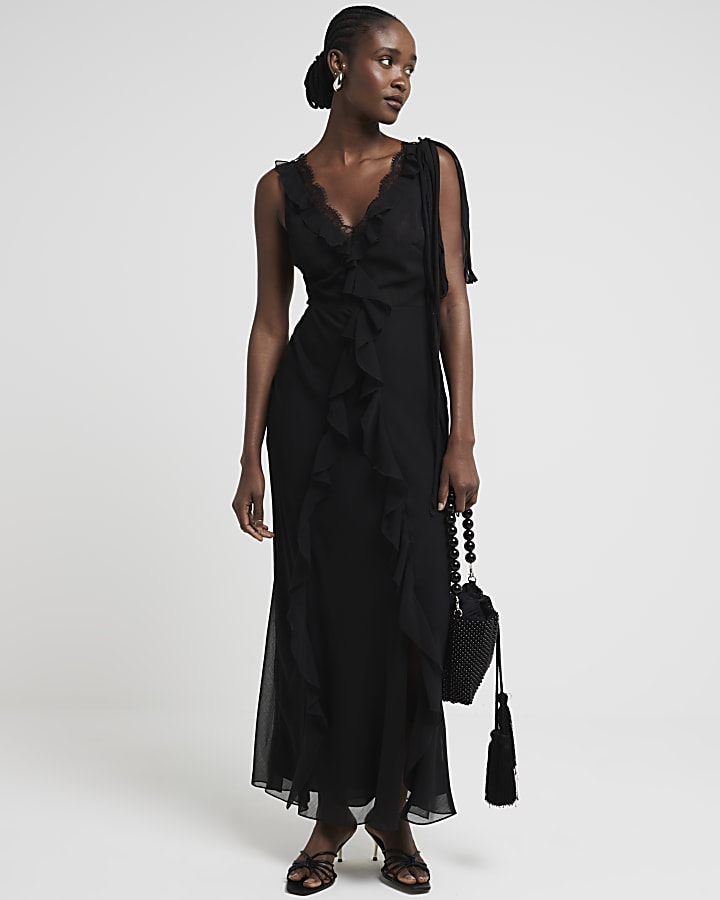 Black chiffon dress hotsell