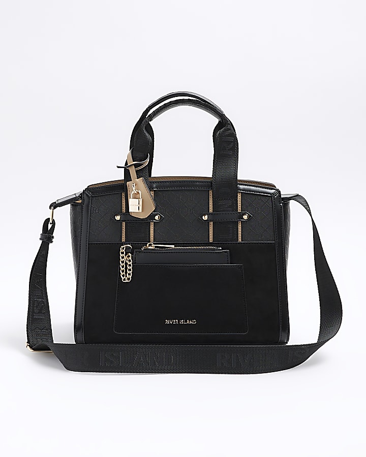 River island monogram bag black hotsell
