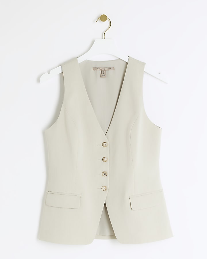 Petite light green button up waistcoat