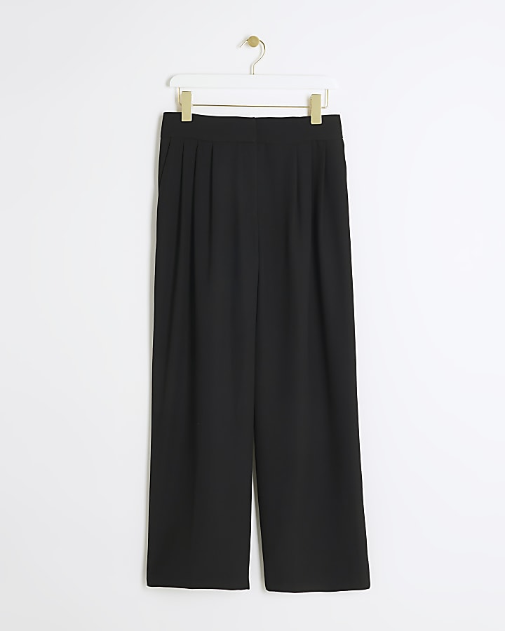 Petite black wide leg trousers